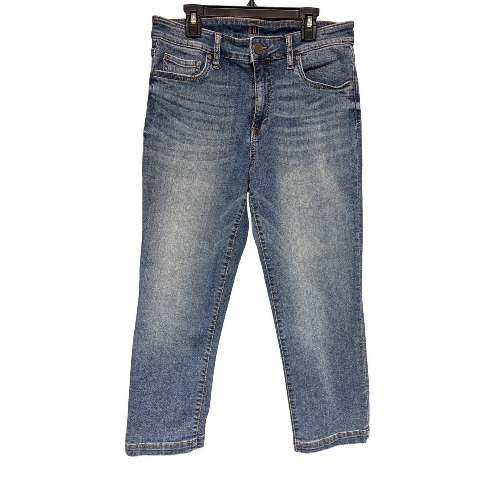 KUT From The Kloth High Rise Crop Straight Leg Jeans Medium Wash Size‎ 6